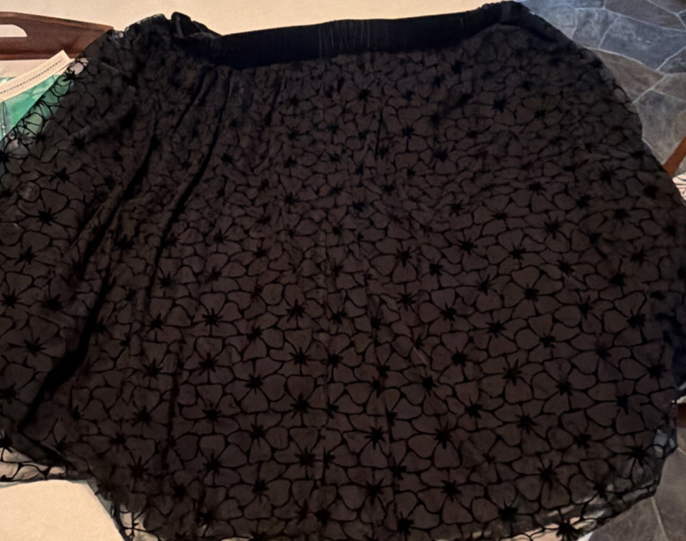 Draper James RSVP Women's Black Floral A-Line Short Skirt XXL Elastic Waist