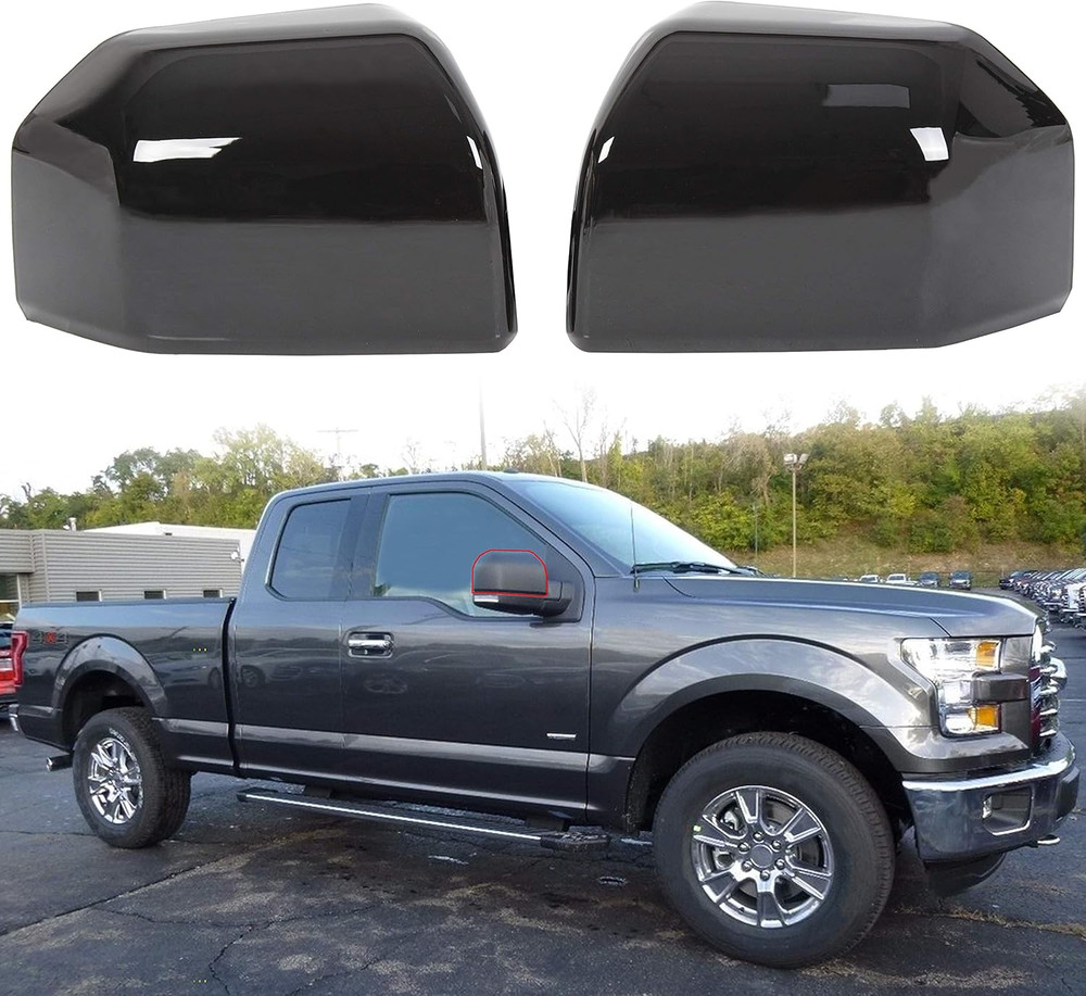 2015-2020 F-150 Driver/Passenger Side Mirror Covers Gloss Black–Compatible