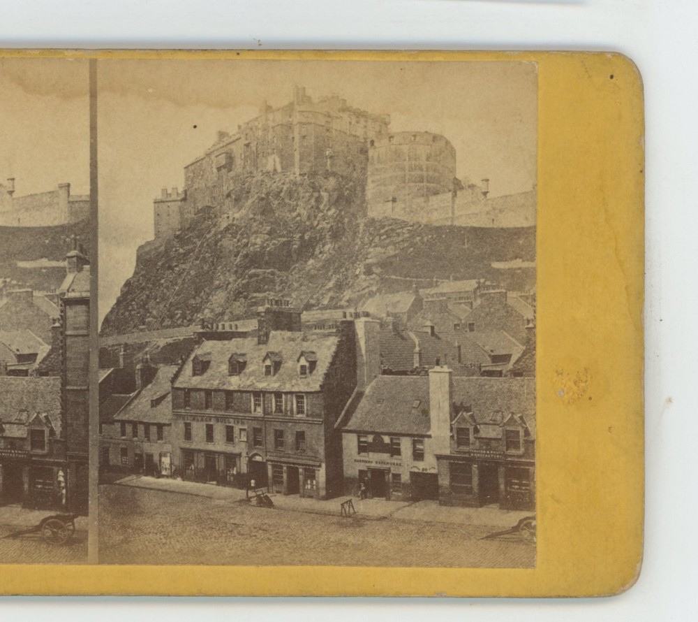 Edinburgh Castle from Grassmarket Scotland Stereoview