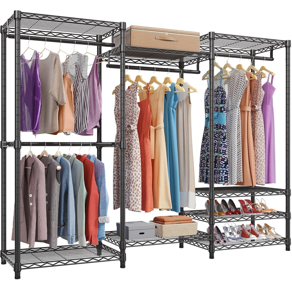 V5 Portable Closet Wardrobe Heavy Duty Freestanding Clothes Rack with Shelves