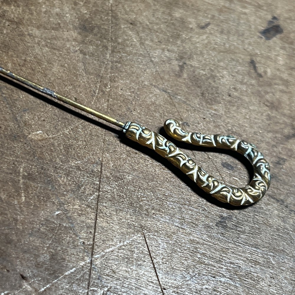 Antique Victorian 8-Inch Shepherds Hook Hat Pin K4
