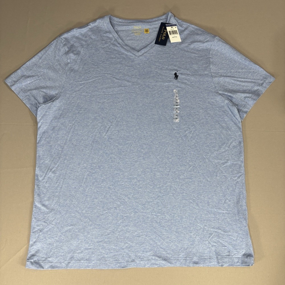 NWT Polo Ralph Lauren Men's T-Shirt Classic Fit V-Neck Short Sleeve XXL Blue