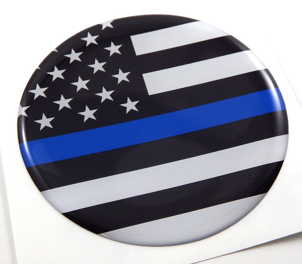 USA police Thin blue line flag Round domed car decal emblem 3D sticker  2.44