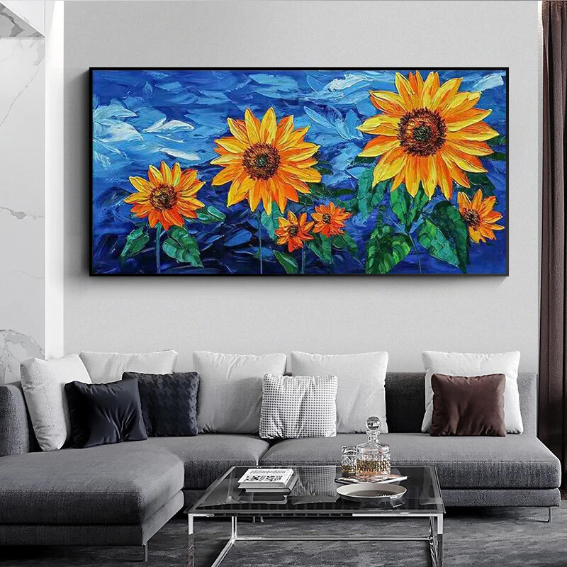 Graffiti Sunflower Art Print Abstract Canvas Mural Canvas Painting Canvas Poster-image