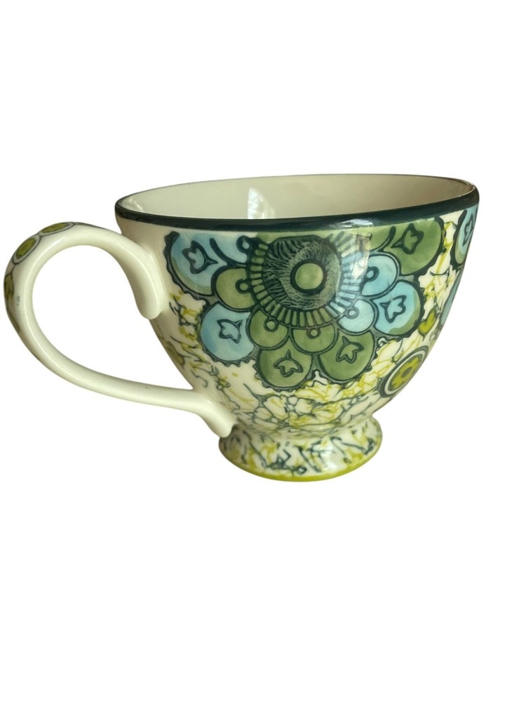 Anthropologie Kebaya Mandala Floral Footed Pedestal Coffee Mug