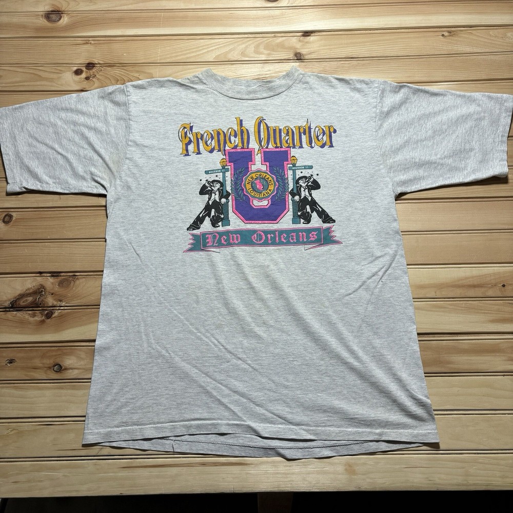Vintage 80s New Orleans University Bourbon Street French Quarter Jazz Shirt - L