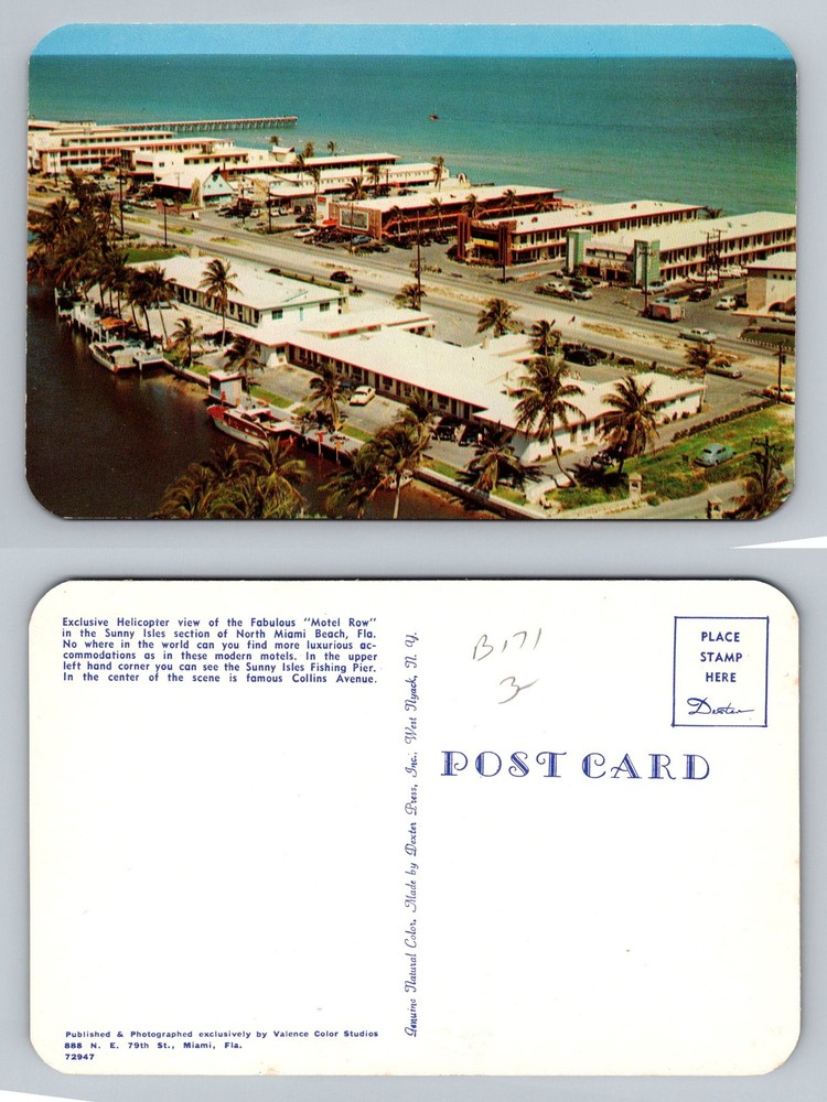 North Miami Beach, FL-Florida Sunny Isles Motel Row Collins Ave Vintage Postcard