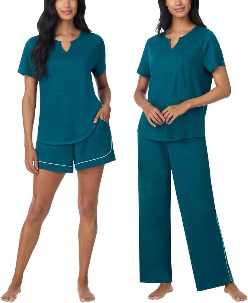 Carole Hochman Midnight Women’s 3-piece Elastic Waistband PJ Set with Pockets