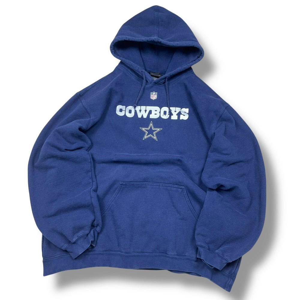 Y2K Reebok NFL Dallas Cowboys Navy Hoodie Men Size 2XL Fleece Heavy 2000s Logo