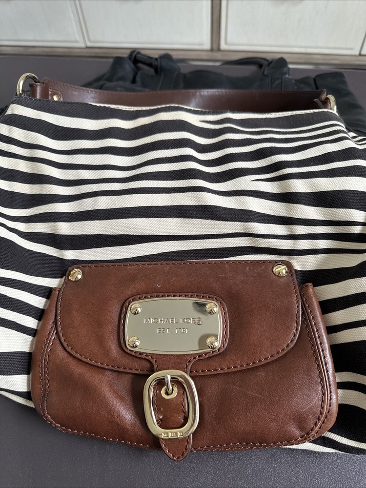Michael Kors Bag Zebra Animal Print Handbag Brown Black White