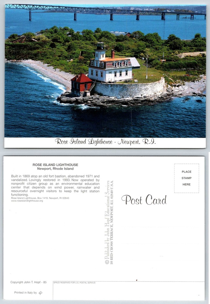Newport Rhode Island ROSE ISLAND LIGHTHOUSE Postcard V523