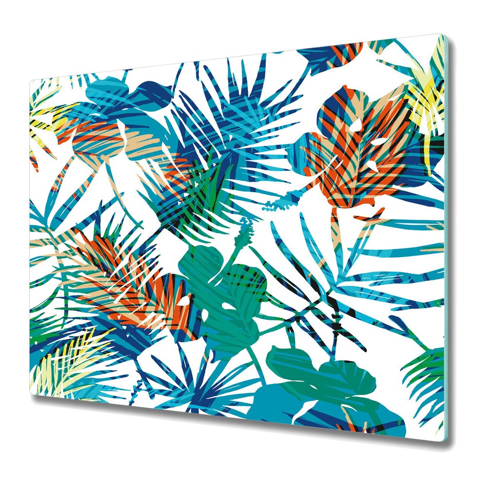 Tempered Glass Surface Protector Worktop saver Colourful flowers palm 60x52