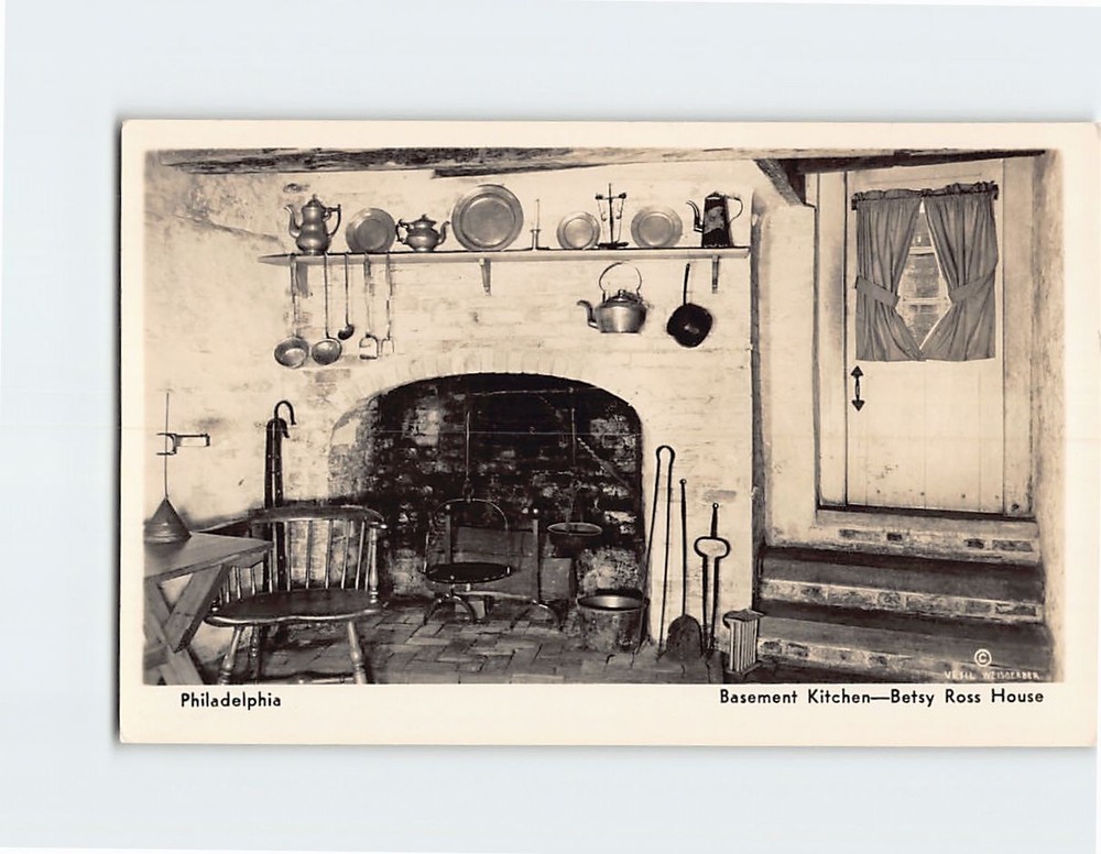 Postcard Basement Kitchen Betsy Ross House Philadelphia Pennsylvania USA