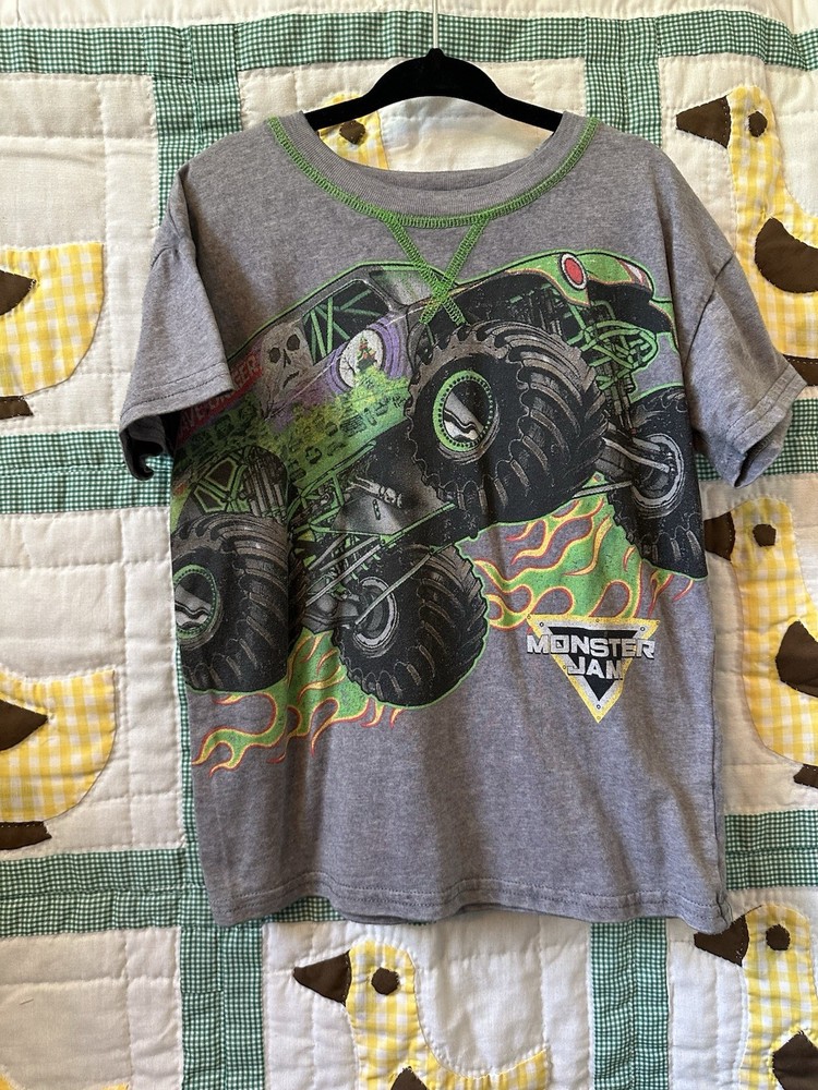 Monster Jam Grave Digger T Shirt Toddler 5T Gray Truck Graphic Tee Boys