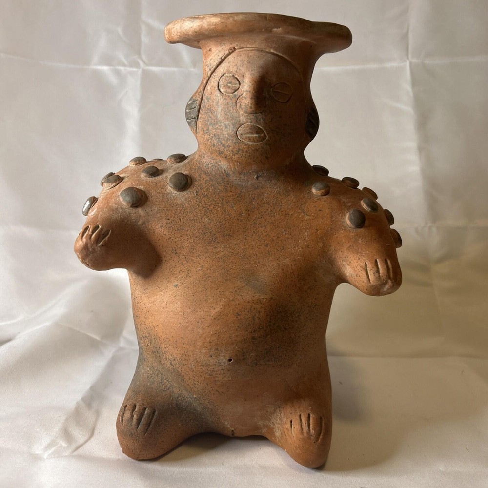 Vtg Pre-Columbian Style Pottery Female Colima Figure Effigy Vessel Replica 10
