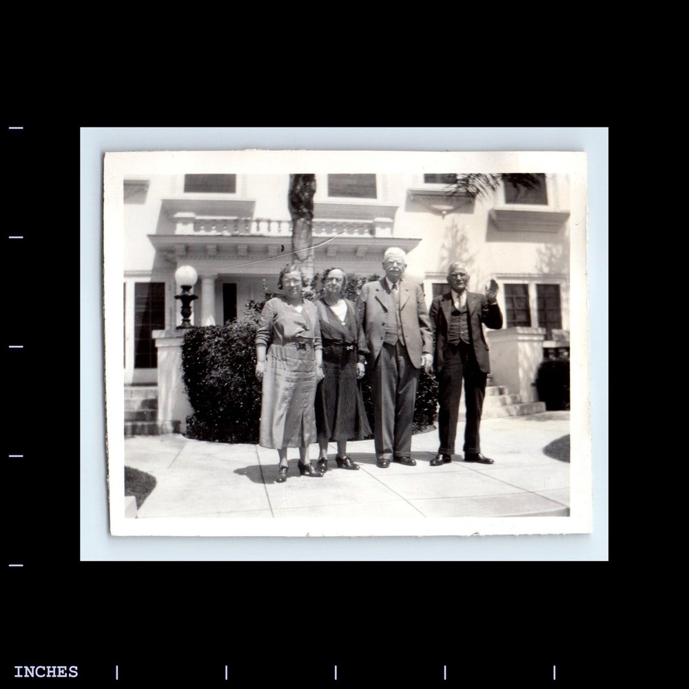 Vintage Photo MEN AND WOMEN STANDING OUTSIDE BUILDING