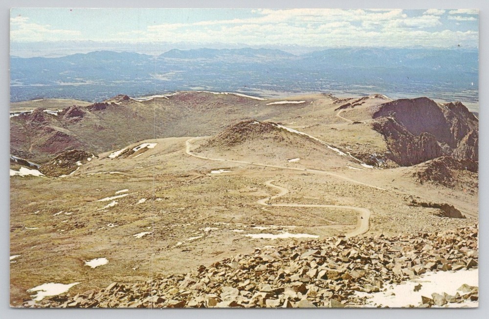 Pikes Peak Auto Highway Colorado Springs CO Vintage Chrome Postcard