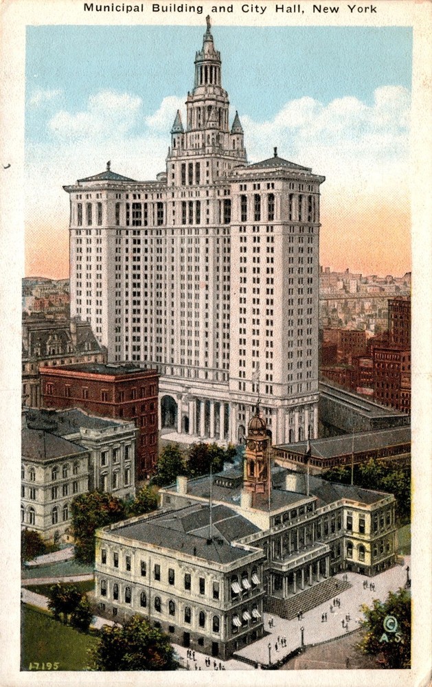 Municipal Building, City Hall, New York, City Hall Park, Park Row, Postcard