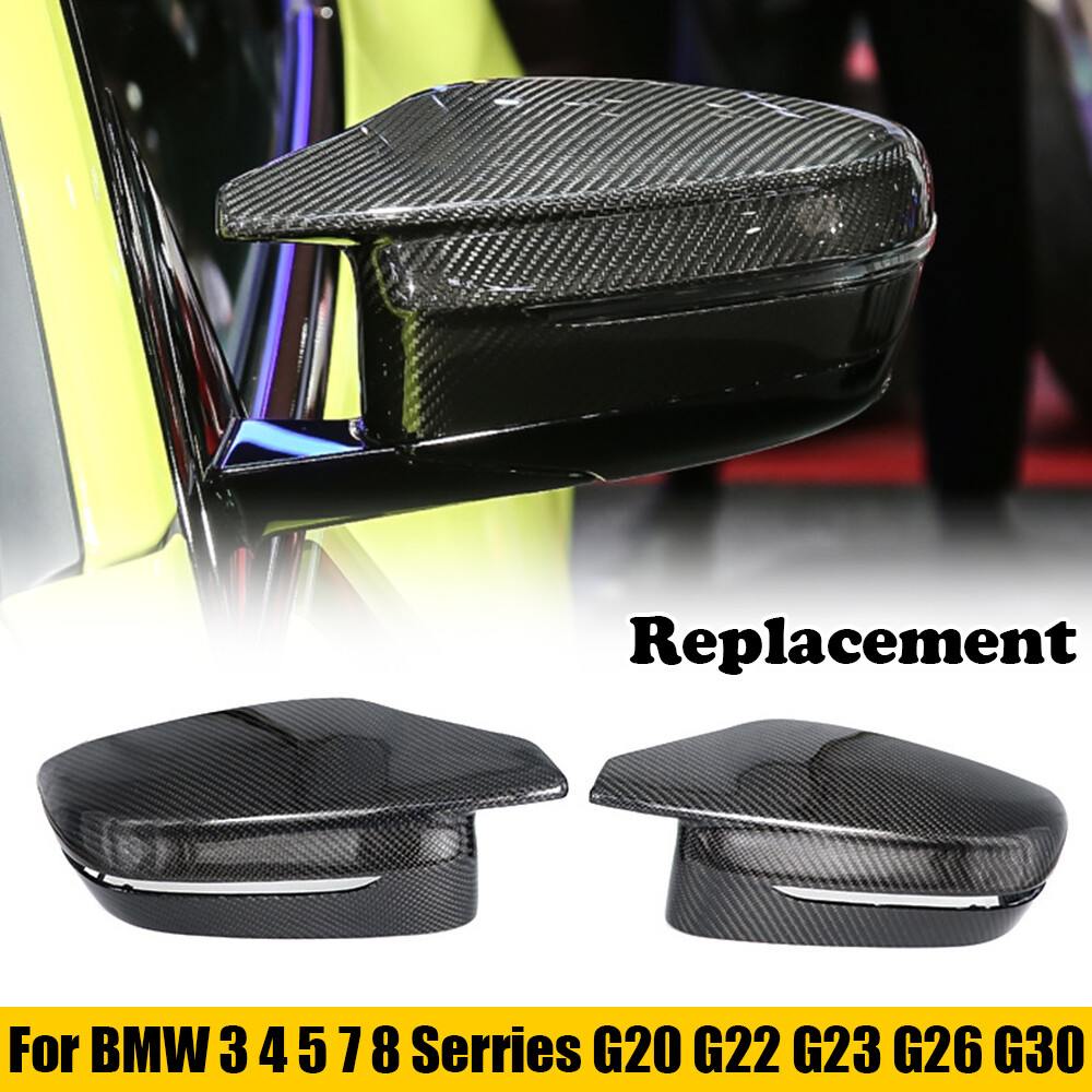 Replacement Pair Real Carbon Fiber Mirror Cover Cap For BMW G20 G22 G23 G26 G30