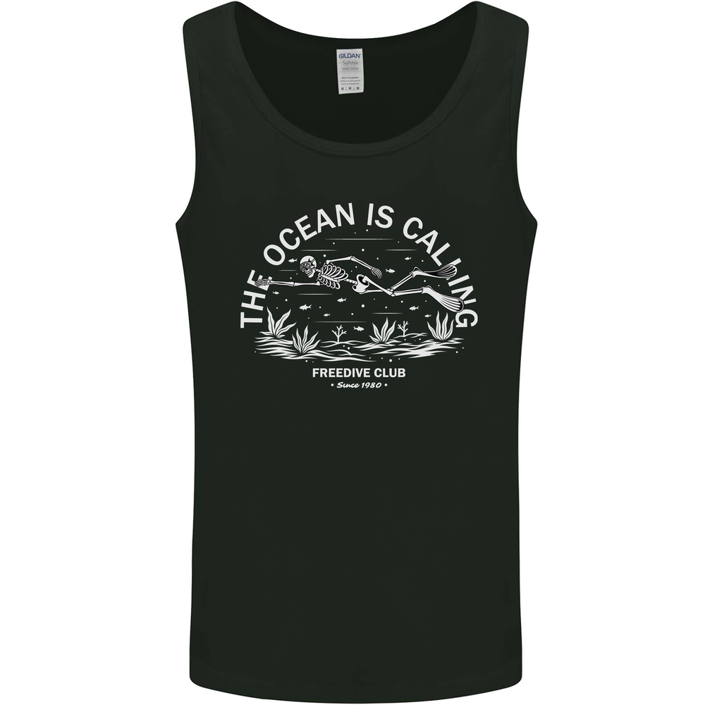 Freediving Funny Skull Scuba Diving Diver Mens Vest Tank Top