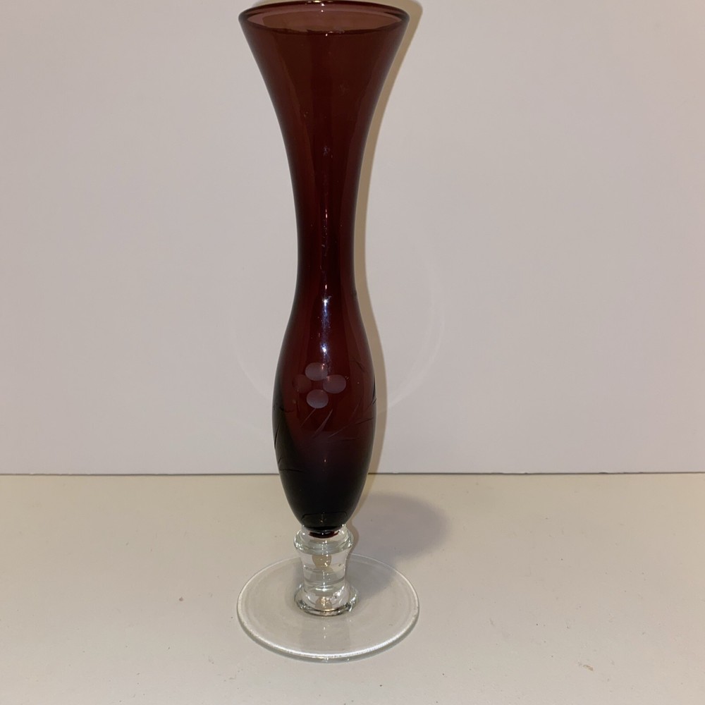 Vintage  Purple Etched Bud Vase