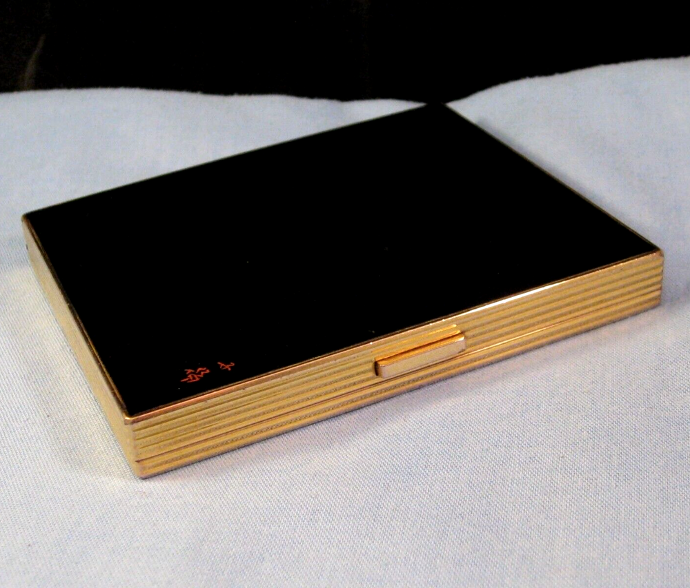 CARTIER SIGNED JAPANESE ENAMEL VINTAGE ART DECO SILVER GILT CIGARETTE CASE BOX