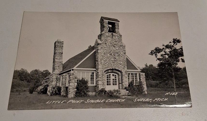 Antique RPPC Postcard Little Point Savble Church Shelby Michigan 1930s Glossy