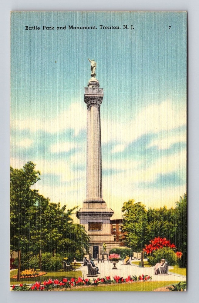 Trenton NJ-New Jersey, Battle Park and Monument, Vintage Souvenir Postcard