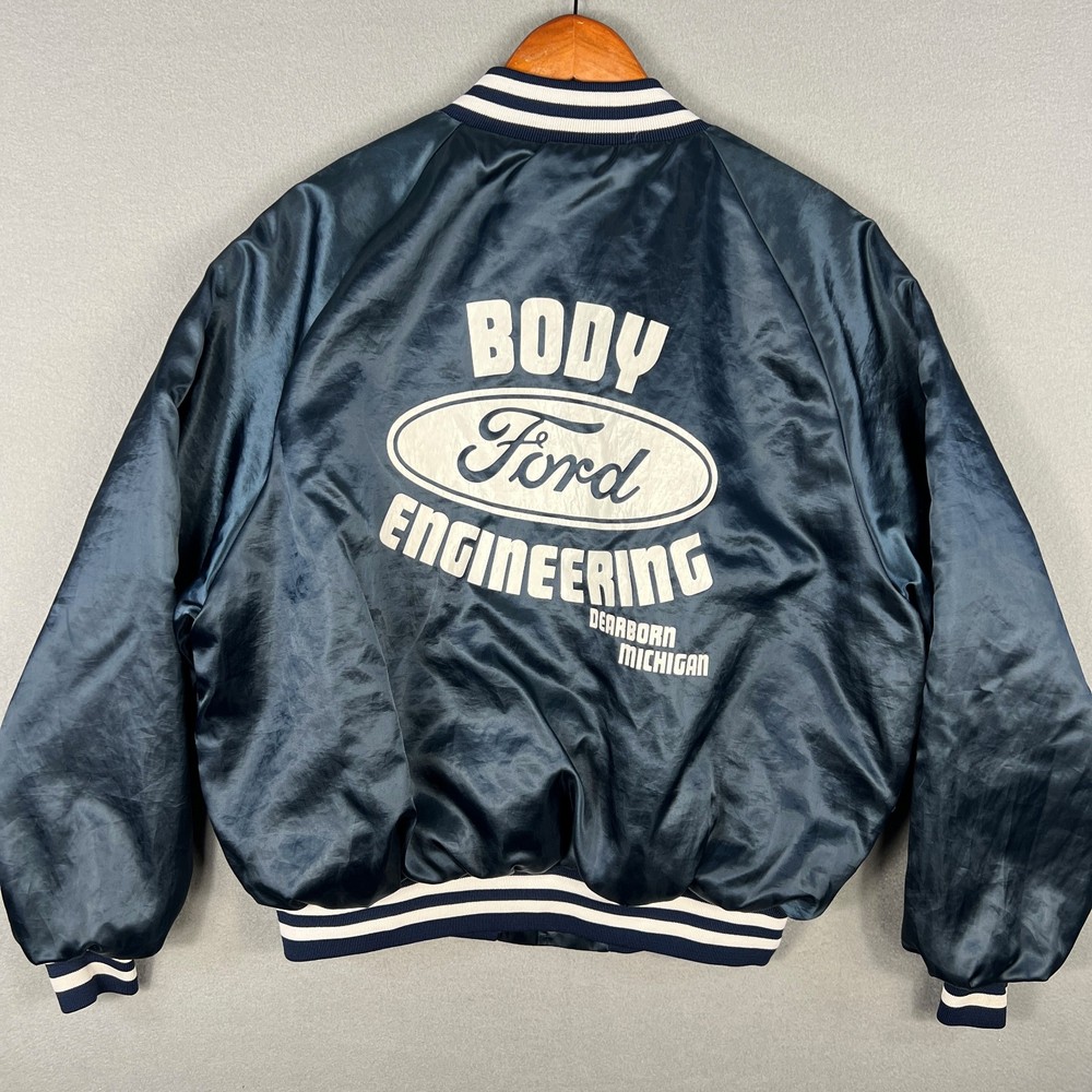 VTG King Louie Baseball Satin Jacket Mens XL Ford Body Engineering Dearborn USA