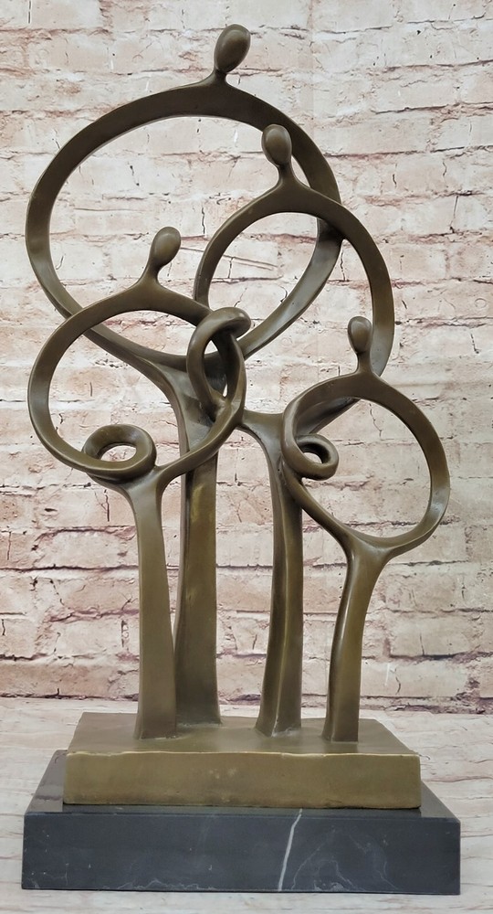 Handmade Mid Century Family Bronze Sculpture by Braxton: Unique Art Piece