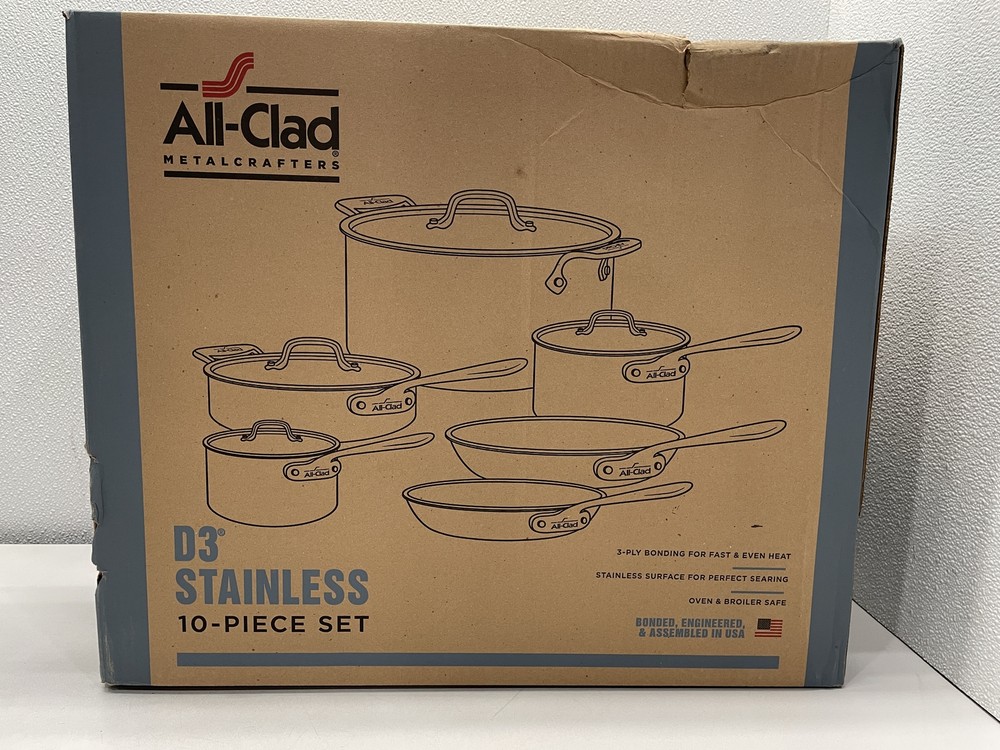 All Clad D3 3-Ply Stainless Steel Cookware 10 Piece Set