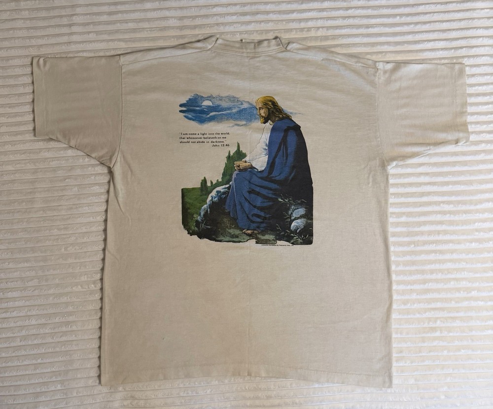 Vintage Jesus Christ John 12:46 Scafa Tornabene T Shirt XL Single Stitch USA