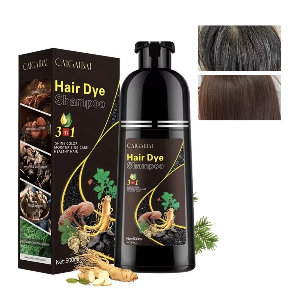 Hair Dye Shampoo for Gray Hair – Instant Black Color in 10-15 Minutes, 3-in-1