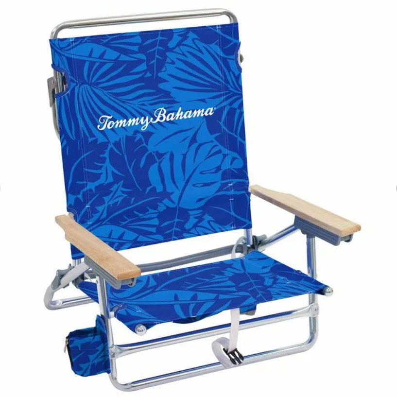 TOMMY BAHAMA Backpack Beach Chair 5 Position Lay Flat Aluminum Folding Chair