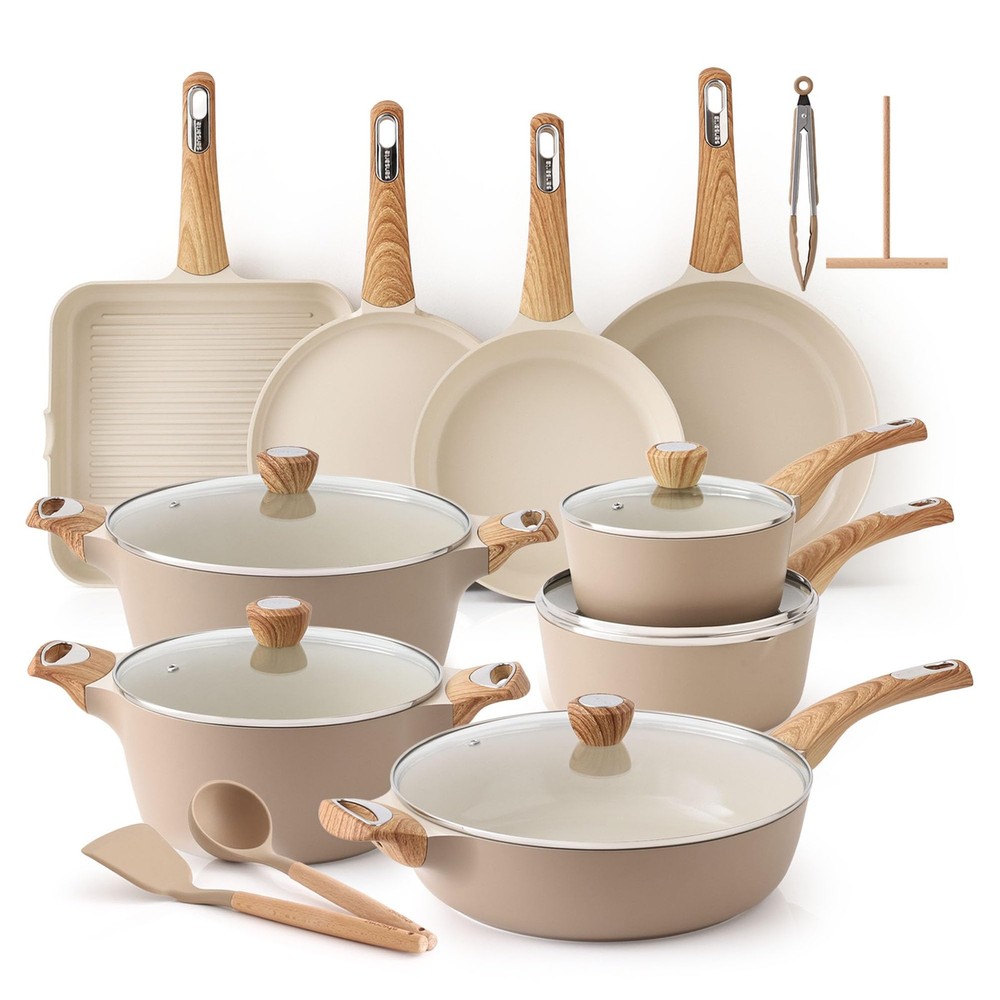 Ceramic Non-Toxic Cookware Set with Induction Compatible Pots and Pans
