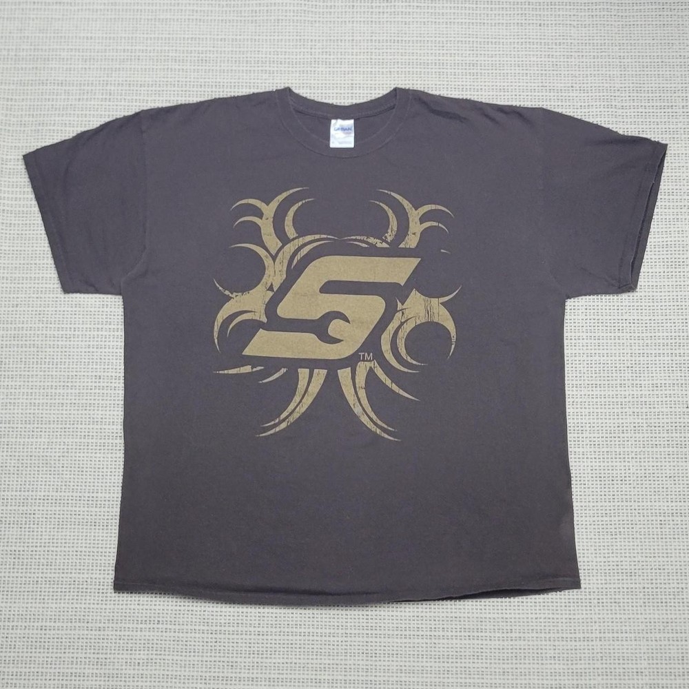 Snap On Tools T-Shirt Men’s Size Large Brown Graphic Print Short Sleeve Tee Y2K