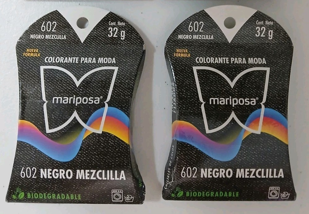 2X MARIPOSA DYE FOR BLACK JEANS / (  COLORANTE NEGRO MEZCLILLA ) 2 BOXES 32g EA