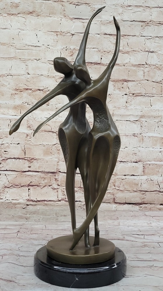 Midcentury Art Deco Bronze - Abstract Two Dancer Figurine Hot Cast