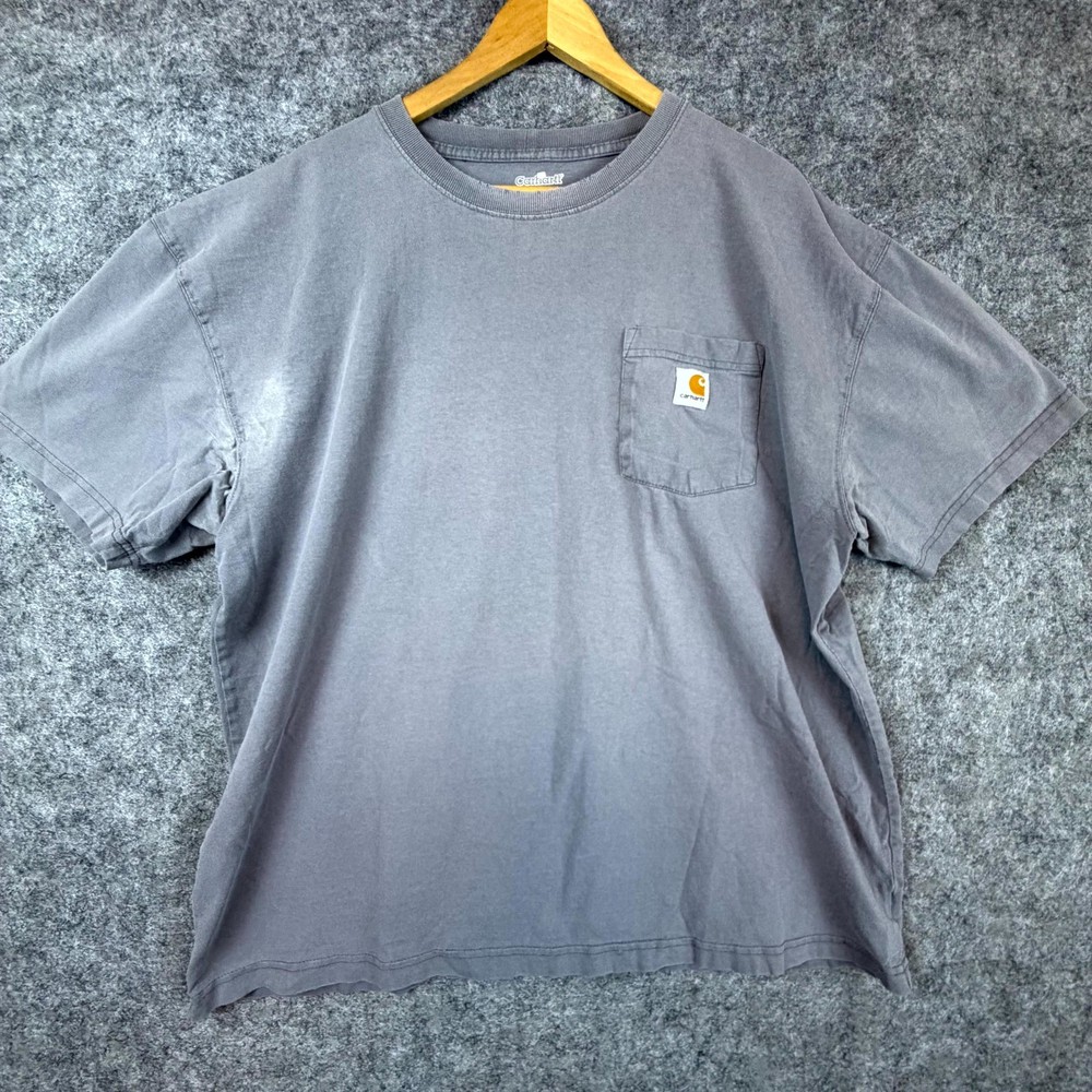 Carhartt T Shirt Mens XL Gray Cotton Crew Neck Loose Fit Workwear Short Sleeve