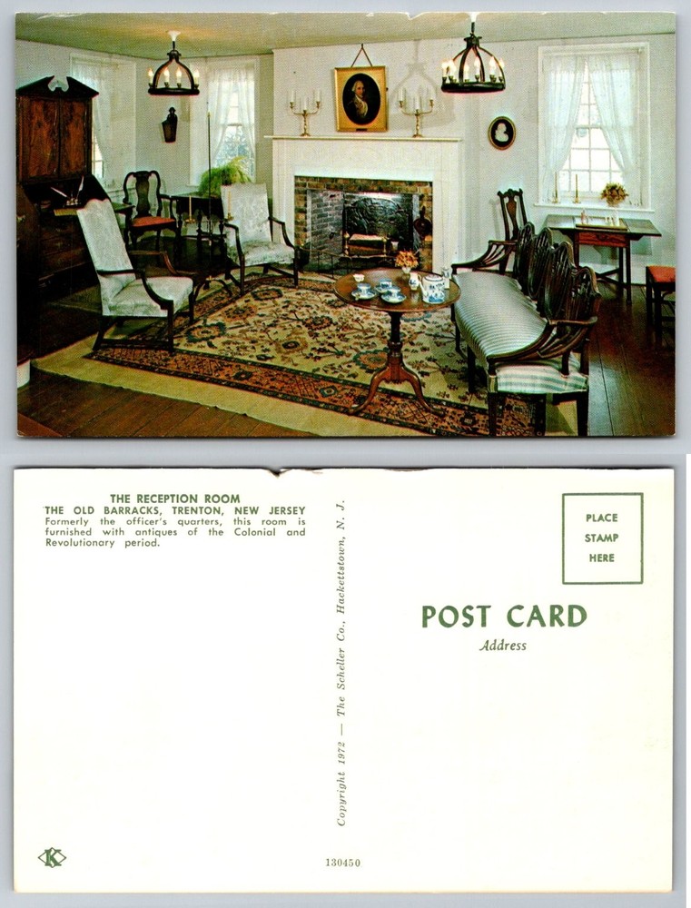 1972 Old Barracks Trenton NJ Reception Room Colonial Revolutionary War Postcard