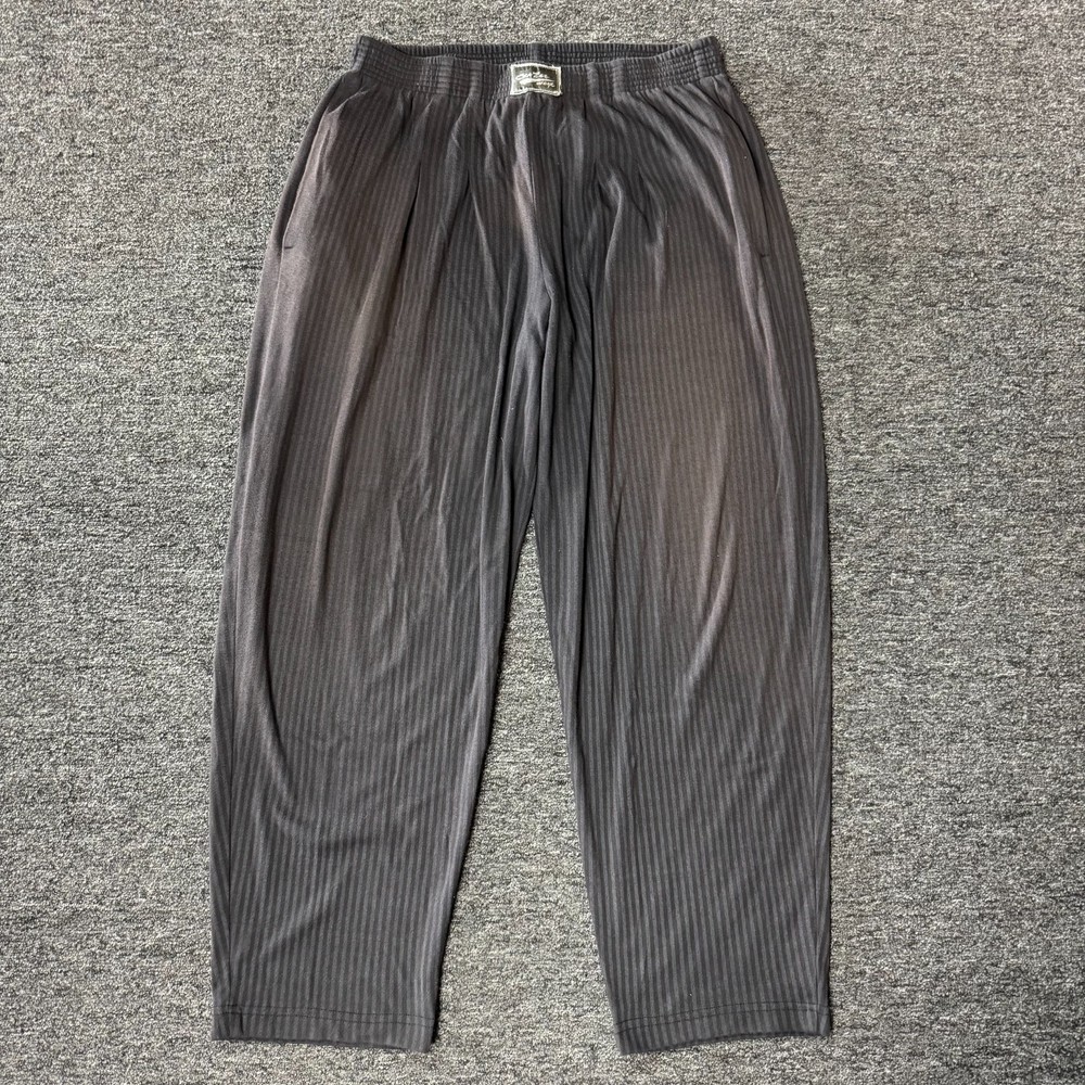 Vintage 90s California Crazee Wear Parachute Baggy Pinstripe Pants - Sz L Black