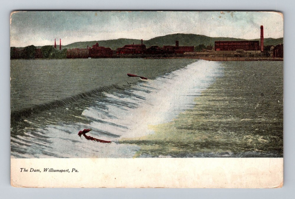 Pennsylvania PA Williamsport Scenic View Of The Dam Vintage Postcard