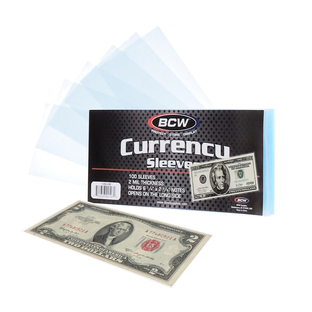 BCW Regular Bill Currency Sleeves - 100-Pack | Acid-Free, Archival Safe Polyp...