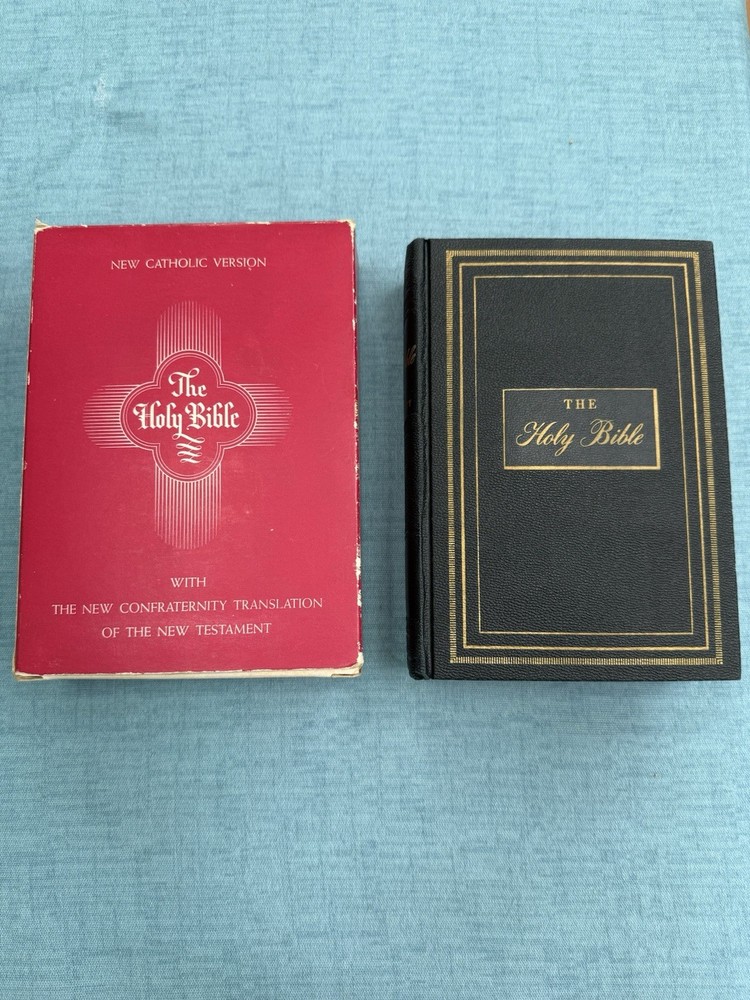 Vtg 1961 Holy Bible Catholic Edition Douay Confraternity Version Box - Excellent