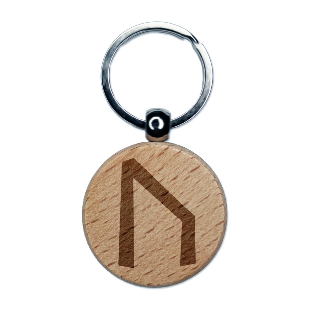 Norse Viking Dwarven Rune Letter U Engraved Wood Keychain Charm