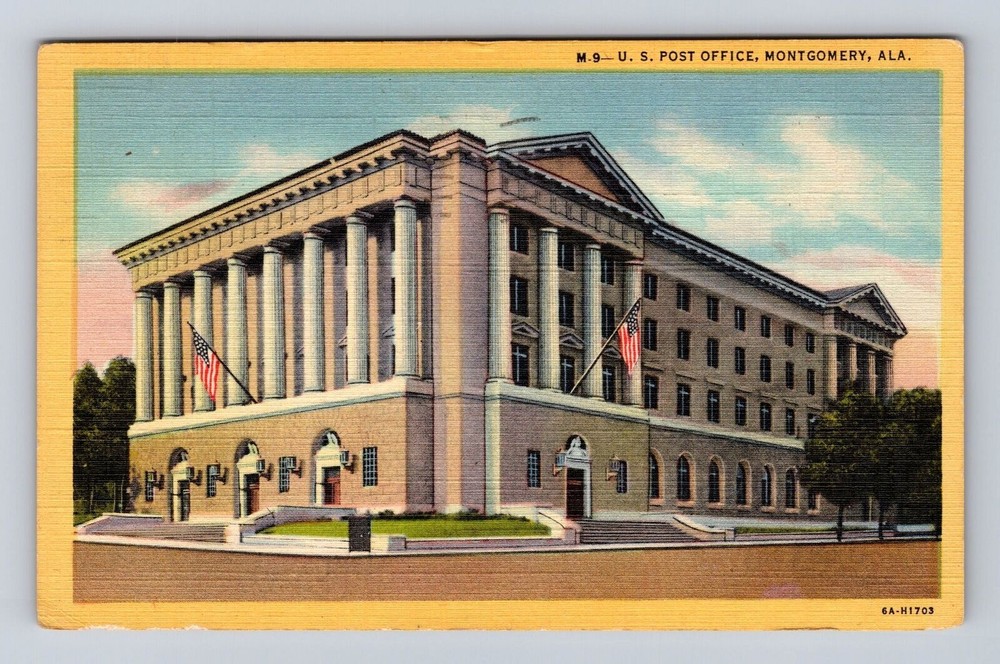 Montgomery AL-Alabama, United States Post Office, Vintage c1949 Postcard