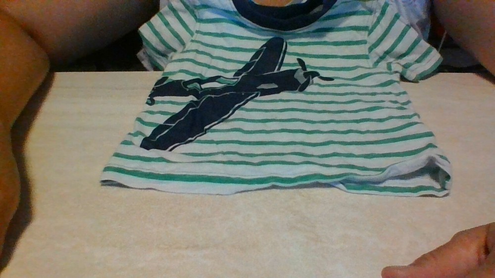 Carter's 18 Month Old Striped Green/Blue Airplane Cotton Short Sleeve T-Shirt