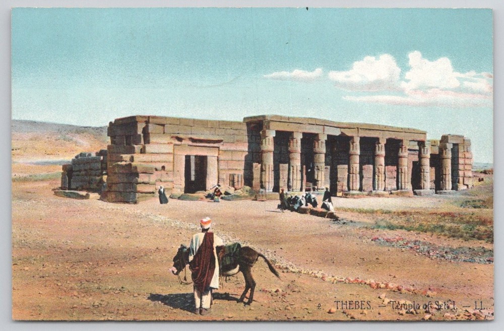Vintage Thebes Egypt Temple of Seti I Postcard Antique LL Publisher