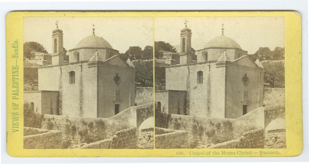 G1564* BONFILS – PALESTINE – Mensa Christi, Nazareth c.1870s Stereoview