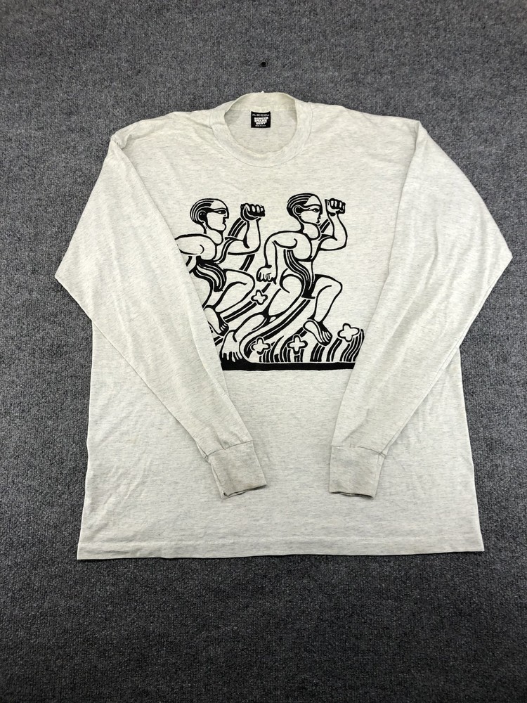 Vintage Abstract Runners Shirt Mens XL Gray Screen Stars Long Sleeve Graphic 90s-image